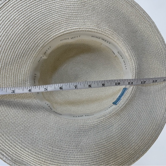 Nine West Elegant Soft White Straw Sun Hat – Chic Summer Boho Beach Style - Picture 10 of 12